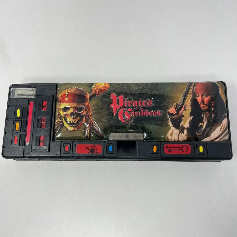 Disney Pirates of the Caribbean Pencil Case 10 Inch Black Jack Sparrow Skull